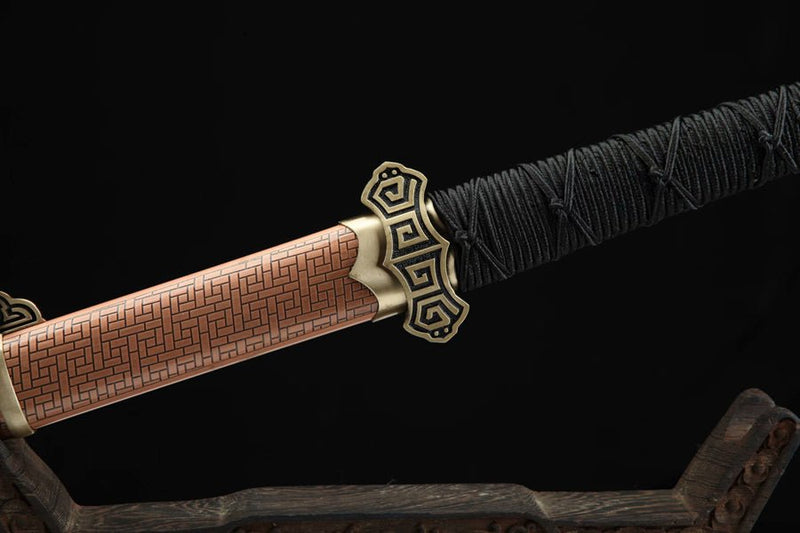 Tang Dao Xizhu Damascus Folded Clay Tempered Bronze Scabbard 戲珠 For Sale | KatanaSwordArt Japanese Katana