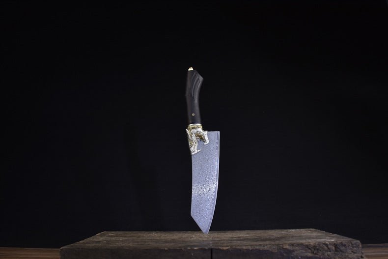 Bunka Knife Carved Kylin VG 10 Damascus Blade 205mm For Sale | KatanaSwordArt Japanese Katana