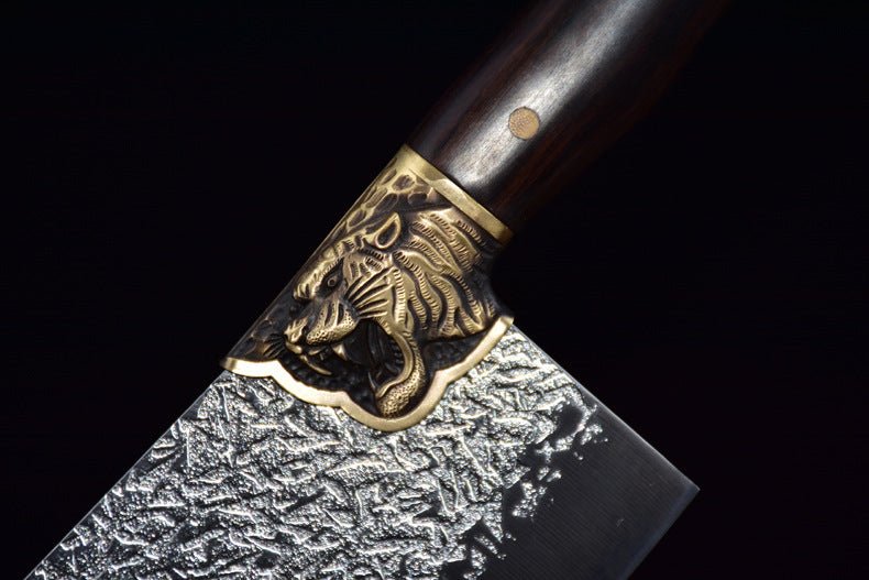 Cleaver Knife Carved Tiger 205mm For Sale | KatanaSwordArt Japanese Katana