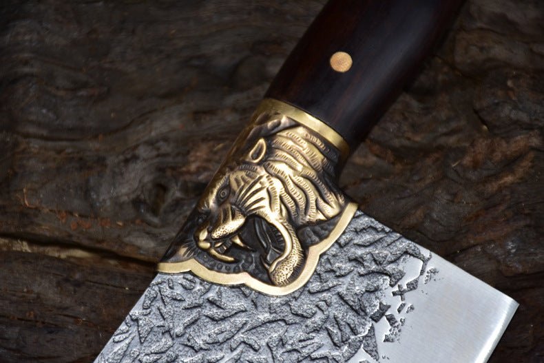 Cleaver Knife Carved Tiger 205mm For Sale | KatanaSwordArt Japanese Katana
