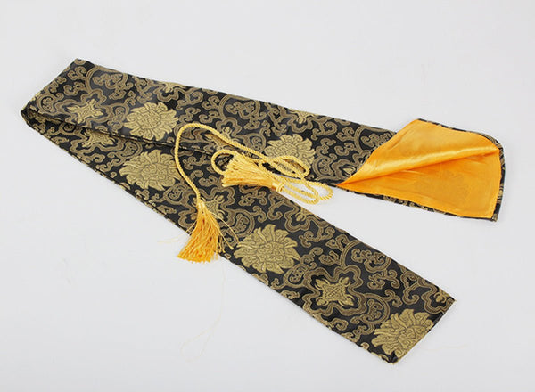 Japanese Katana Sword Bag Black Gold Flower Silk For Sale | KatanaSwordArt Japanese Katana