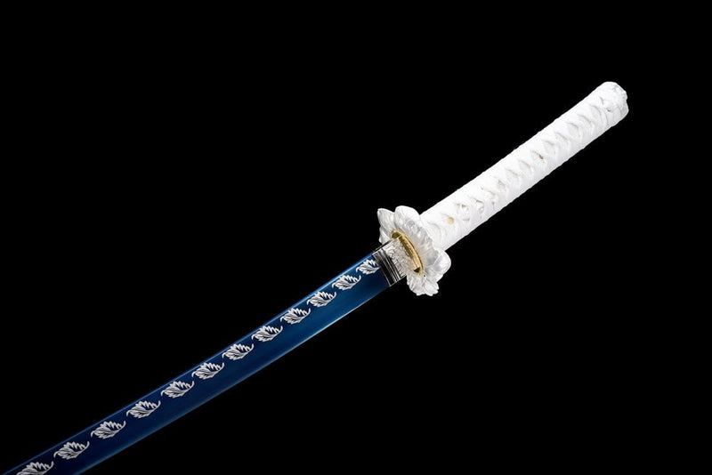 Katana Autumn Moon Spring Steel Blue Blade Silver 秋月 For Sale | KatanaSwordArt Japanese Katana