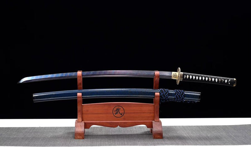 Katana Canyue Damascus Folded Blue Blade 殘月 For Sale | KatanaSwordArt Japanese Katana