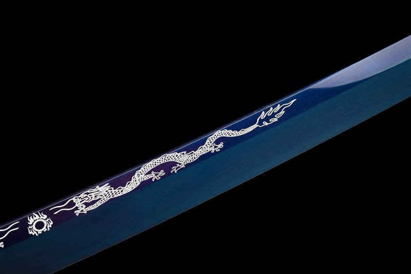 Katana Geranosaurus Spring Steel Blue Blade 鶴龍 For Sale | KatanaSwordArt Japanese Katana