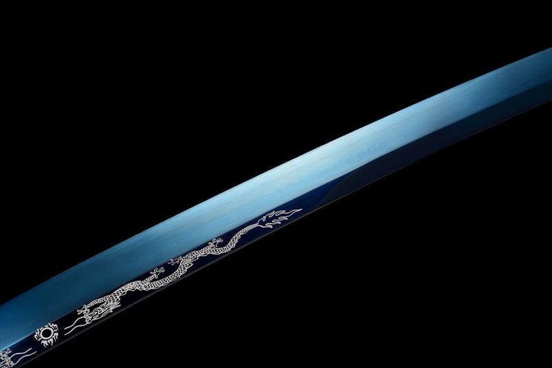 Katana Geranosaurus Spring Steel Blue Blade 鶴龍 For Sale | KatanaSwordArt Japanese Katana