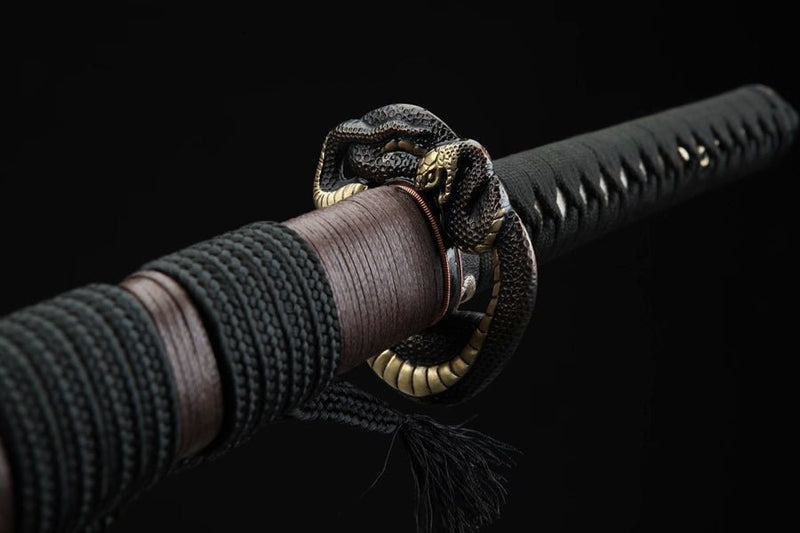 Katana Golden Snake Damascus Steel Clay Tempered 巨蟒 For Sale | KatanaSwordArt Japanese Katana