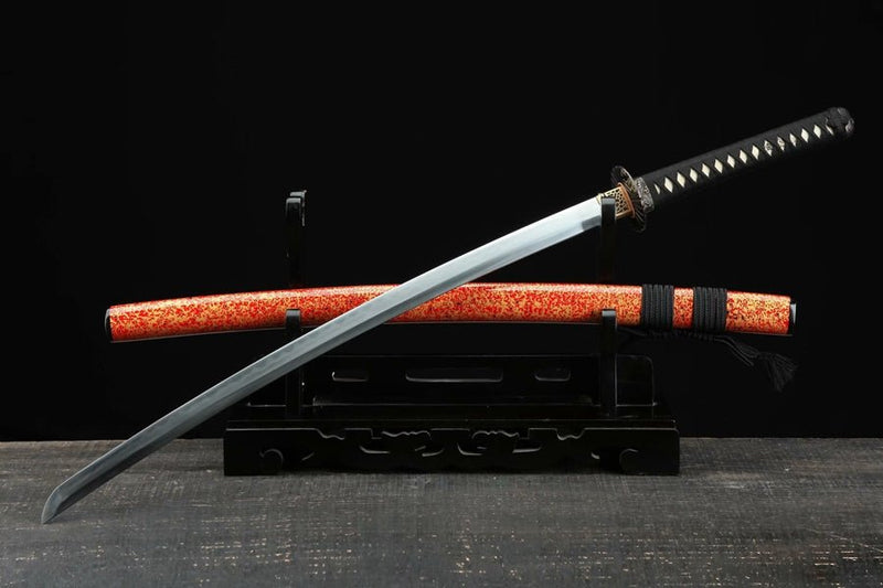 Katana Heronsbill Flame Grain Damascus Folded Blade 火花 For Sale | KatanaSwordArt Japanese Katana