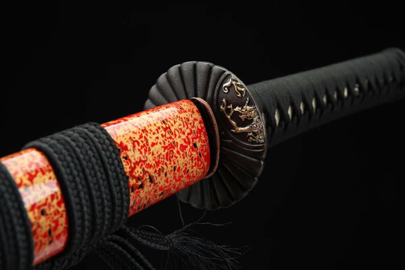 Katana Heronsbill Flame Grain Damascus Folded Blade 火花 For Sale | KatanaSwordArt Japanese Katana