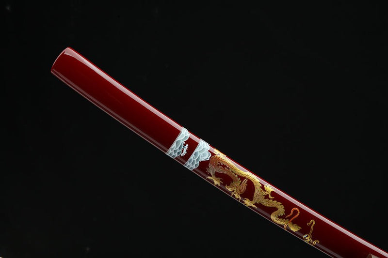 Katana Honglong T10 Clay Tempered Red Saya 紅龍 For Sale | KatanaSwordArt Japanese Katana