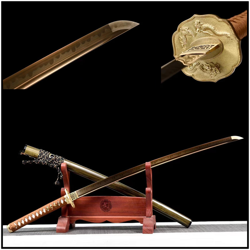 Katana Longyuan T10 Clay Tempered Golden Blade 龍淵 For Sale | KatanaSwordArt Japanese Katana