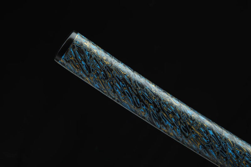 Katana Plum Blossom Blue Flame Damascus Steel Clay Tempered 藍梅 For Sale | KatanaSwordArt Japanese Katana