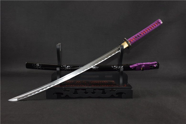 Katana Purple Frost Carbon Steel Black Saya 紫霜 For Sale | KatanaSwordArt Japanese Katana