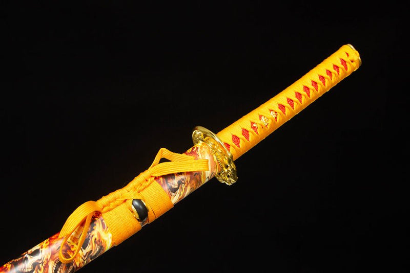Katana Roaring Flame Manganese Steel Yellow Saya 烈焰 For Sale | KatanaSwordArt Japanese Katana