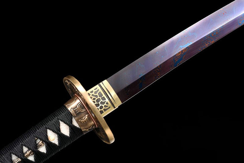 Katana Yaomei Damascus Folded Purple Blade 妖媚 For Sale | KatanaSwordArt Japanese Katana