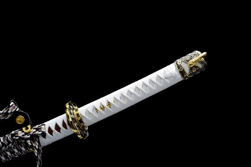 Tachi Sword Jinyin Spring Steel White Tsuka Ito 金櫻 For Sale | KatanaSwordArt Japanese Katana