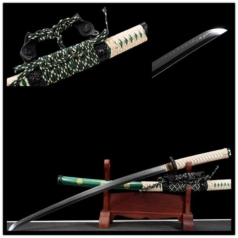 Tachi Sword Yingchuan T10 Clay Tempered Green Saya 櫻川 For Sale | KatanaSwordArt Japanese Katana