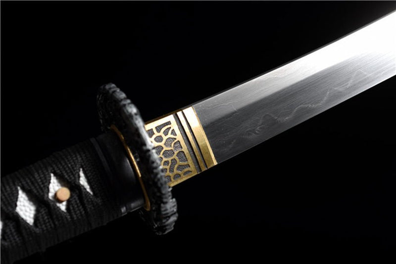 Wakizashi Sword Qingfeng Damascus Folded Clay Tempered 青鋒 For Sale | KatanaSwordArt Japanese Katana