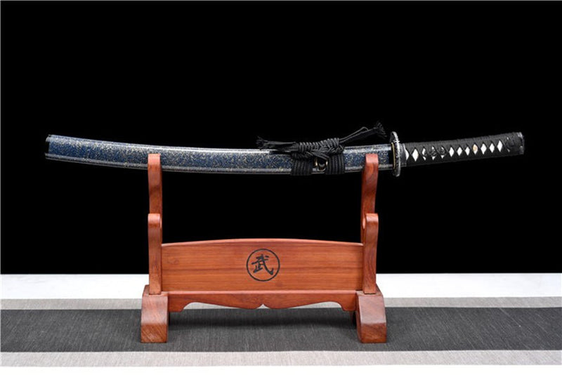Wakizashi Sword Qingfeng Damascus Folded Clay Tempered 青鋒 For Sale | KatanaSwordArt Japanese Katana