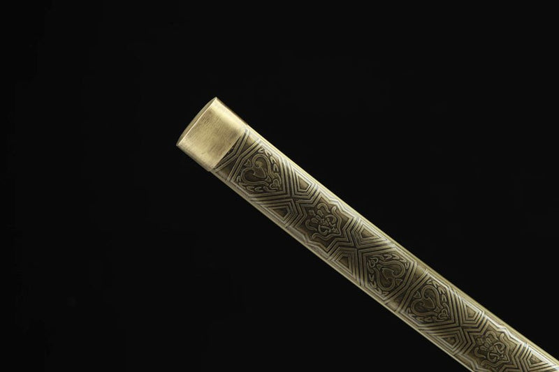 Wakizashi Sword Xintao Damascus Folded Brass Saya 心桃 For Sale | KatanaSwordArt Japanese Katana